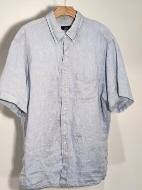 Y2K 346 BROOKS BROTHERS 100% Linen SHORT SLEEVED Shirt Men's Size XL